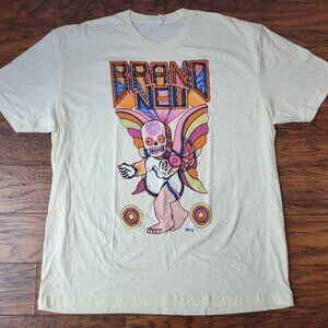 BRAND NEW Indie Band Colorful Sugar Skull Fishnet Moth Guy Beige T-Shirt sz XXL